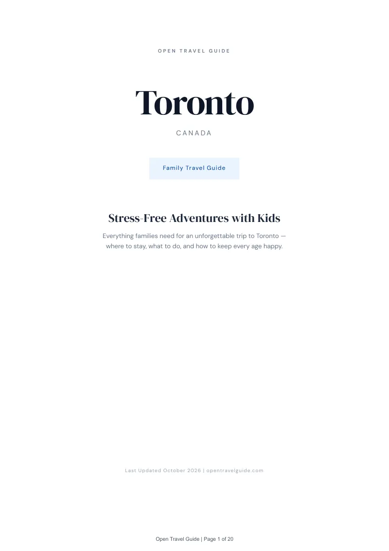 Toronto Family Travel Guide: Cover