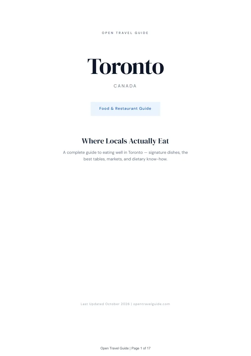 Toronto Food & Restaurant Guide: Cover