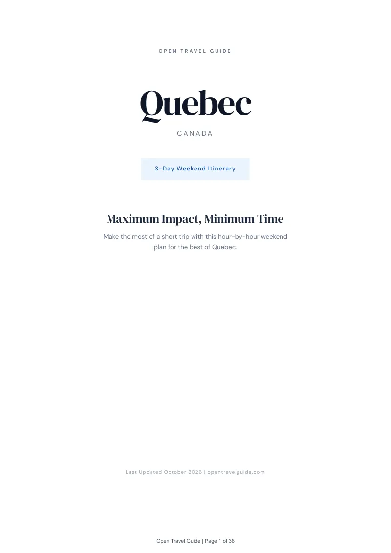 Quebec 3-Day Weekend Itinerary: Cover
