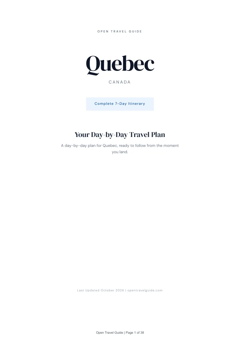 Quebec 7-Day Itinerary: Cover