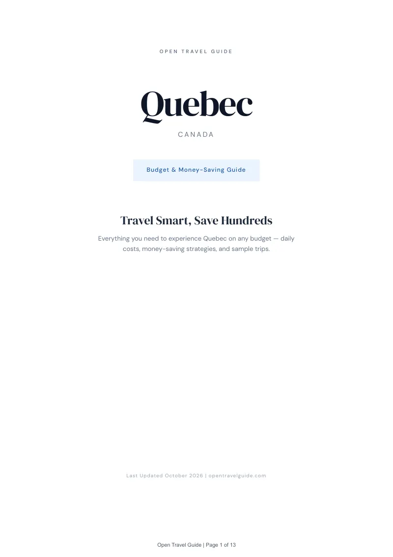 Quebec Budget & Money-Saving Guide: Cover