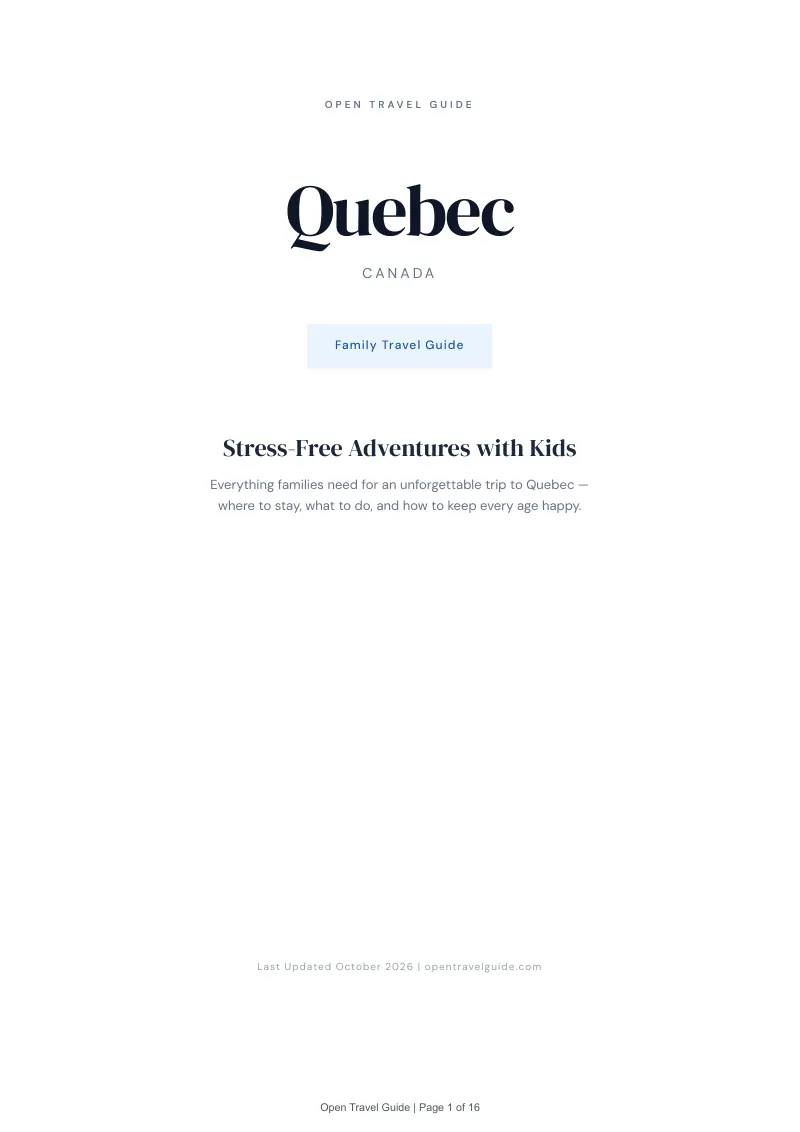 Quebec Family Travel Guide: Cover
