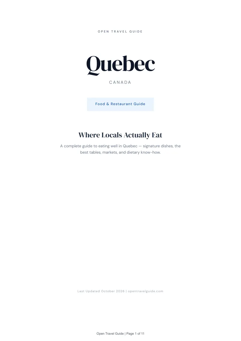 Quebec Food & Restaurant Guide: Cover