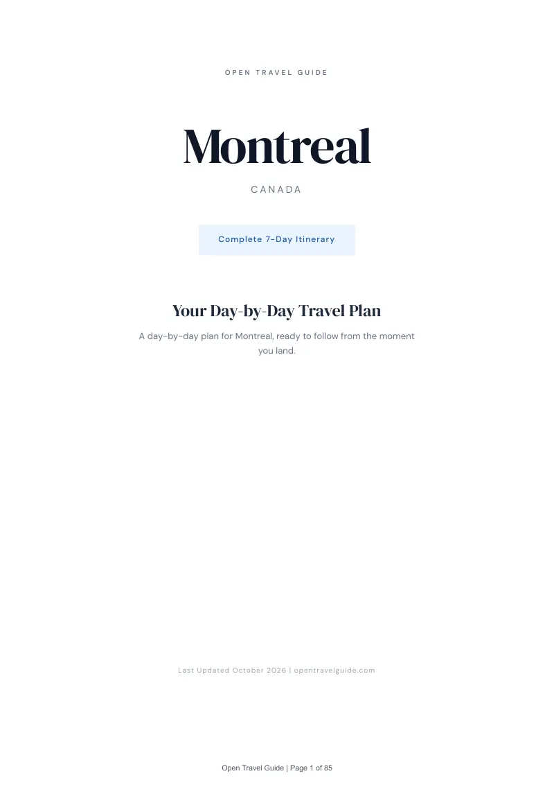 Montreal 7-Day Itinerary: Cover