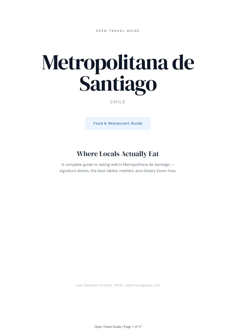 Metropolitana De Santiago Food & Restaurant Guide: Cover