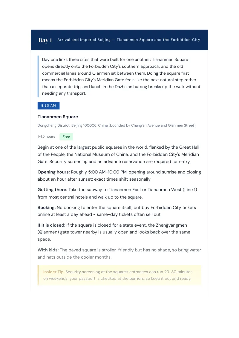 Beijing 7-Day Itinerary: Day 1