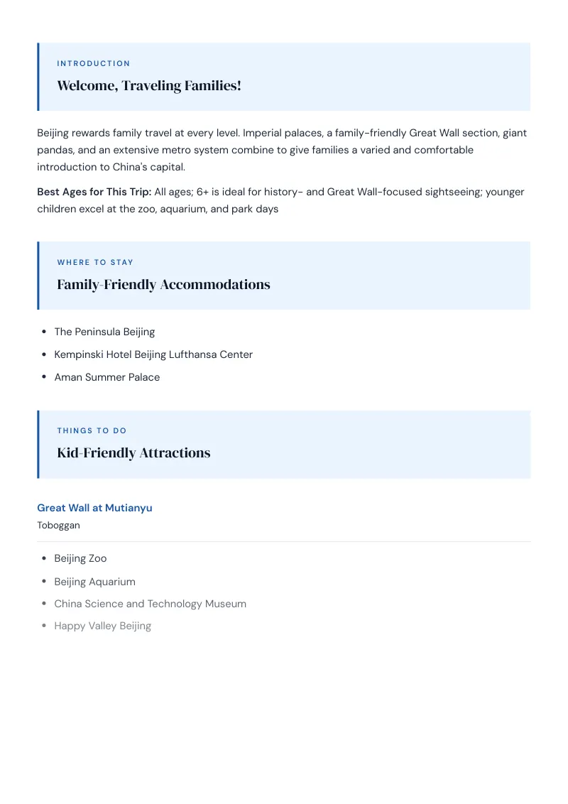 Beijing Complete Travel Bundle: Family guide · Kid-Friendly Attractions