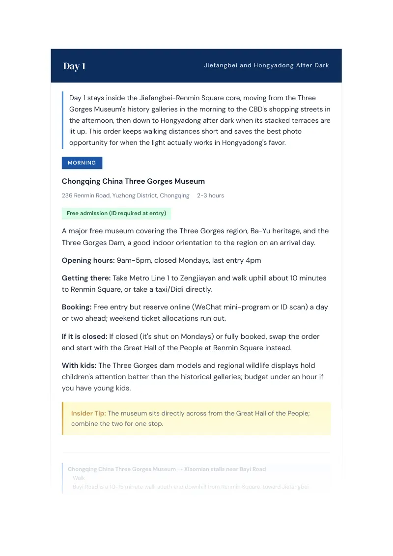 Chongqing Complete Travel Bundle: 3-day itinerary · Day 1