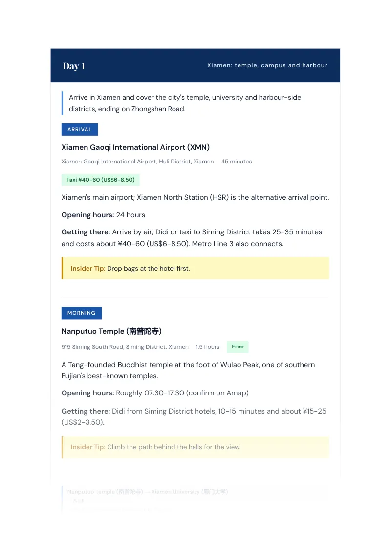 Fujian Complete Travel Bundle: 3-day itinerary · Day 1