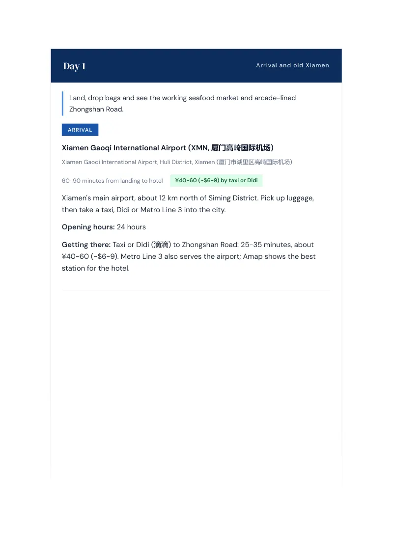Xiamen Complete Travel Bundle: 3-day itinerary · Day 1
