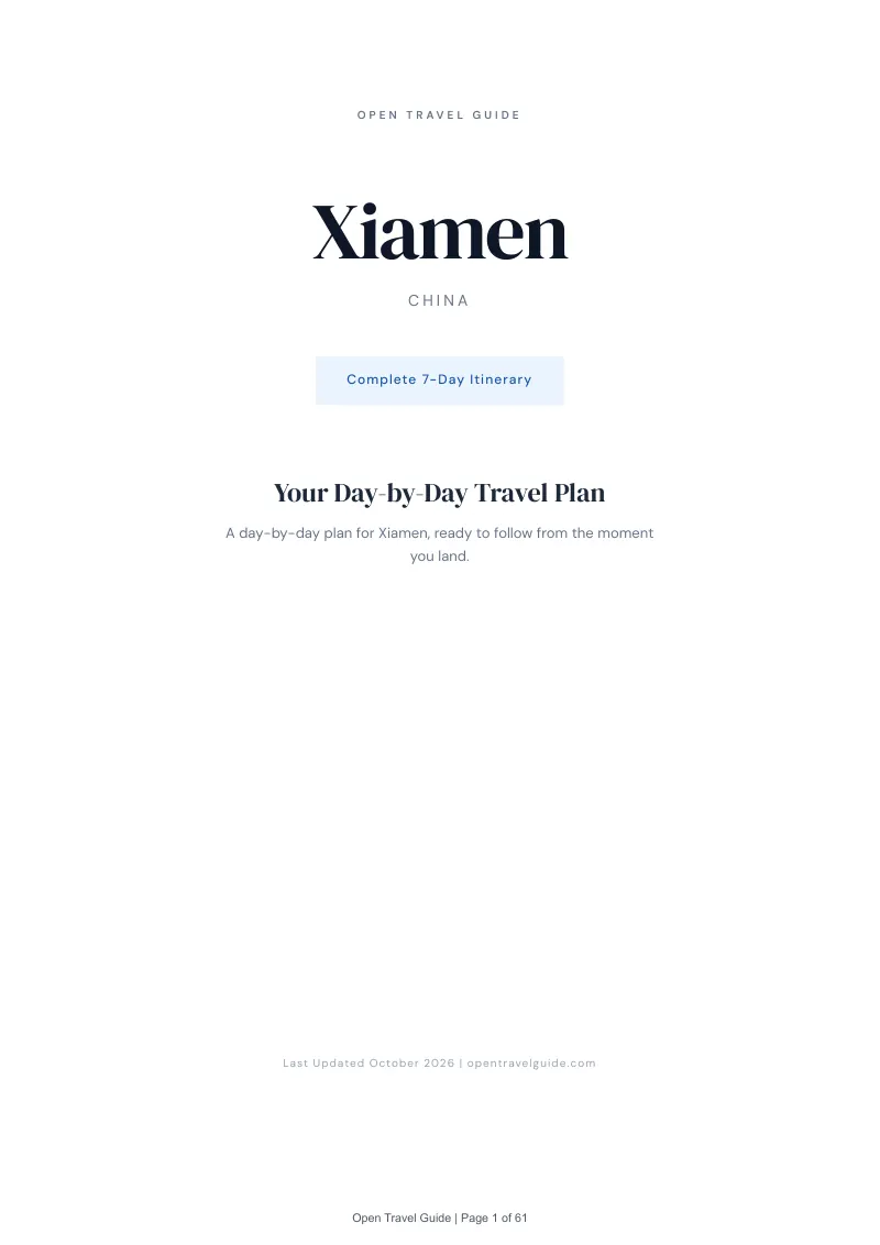 Xiamen 7-Day Itinerary: Cover