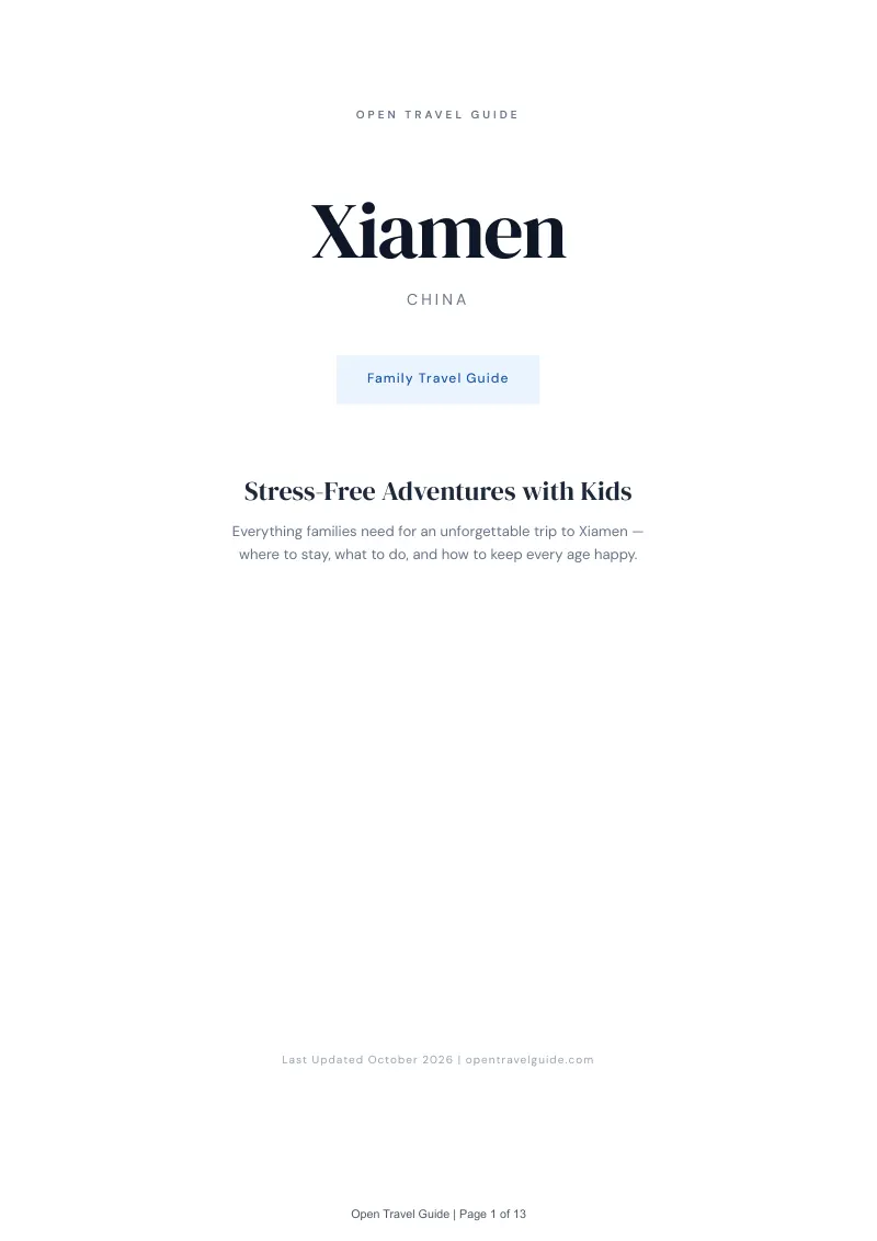 Xiamen Family Travel Guide: Cover