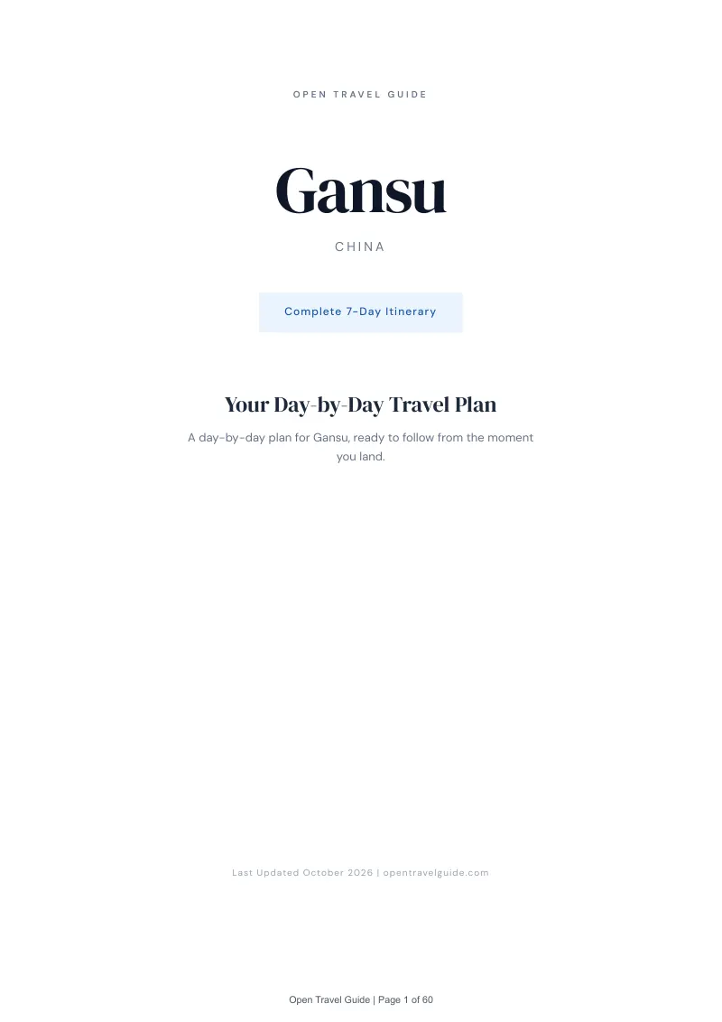 Gansu 7-Day Itinerary: Cover