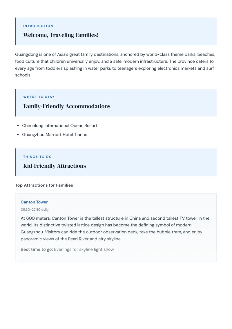 Guangdong Complete Travel Bundle: Family guide · Kid-Friendly Attractions