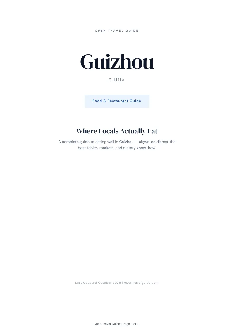 Guizhou Food & Restaurant Guide: Cover