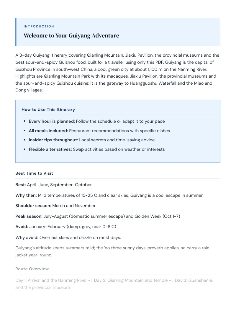 Guiyang Complete Travel Bundle: 3-day itinerary · Day 1