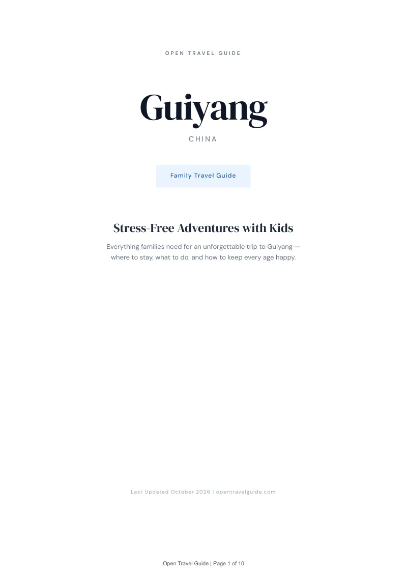 Guiyang Family Travel Guide: Cover