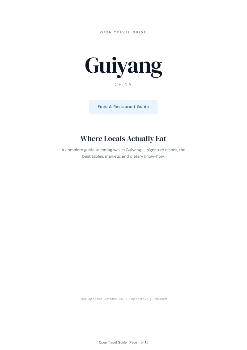 Guiyang Food & Restaurant Guide: Cover
