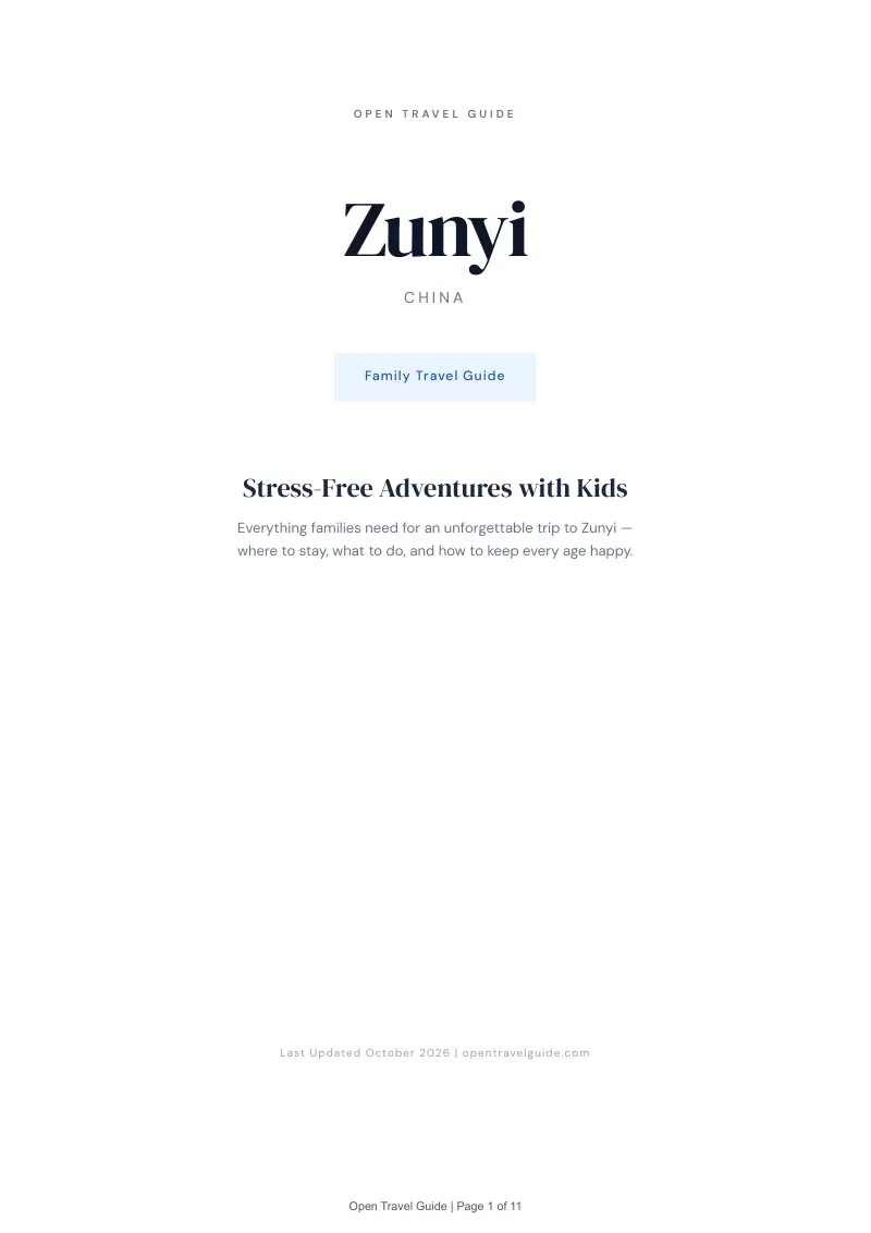 Zunyi Family Travel Guide: Cover