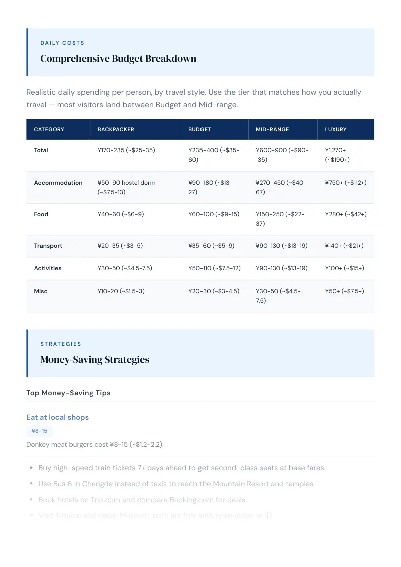 Hebei Budget & Money-Saving Guide: Comprehensive Budget Breakdown