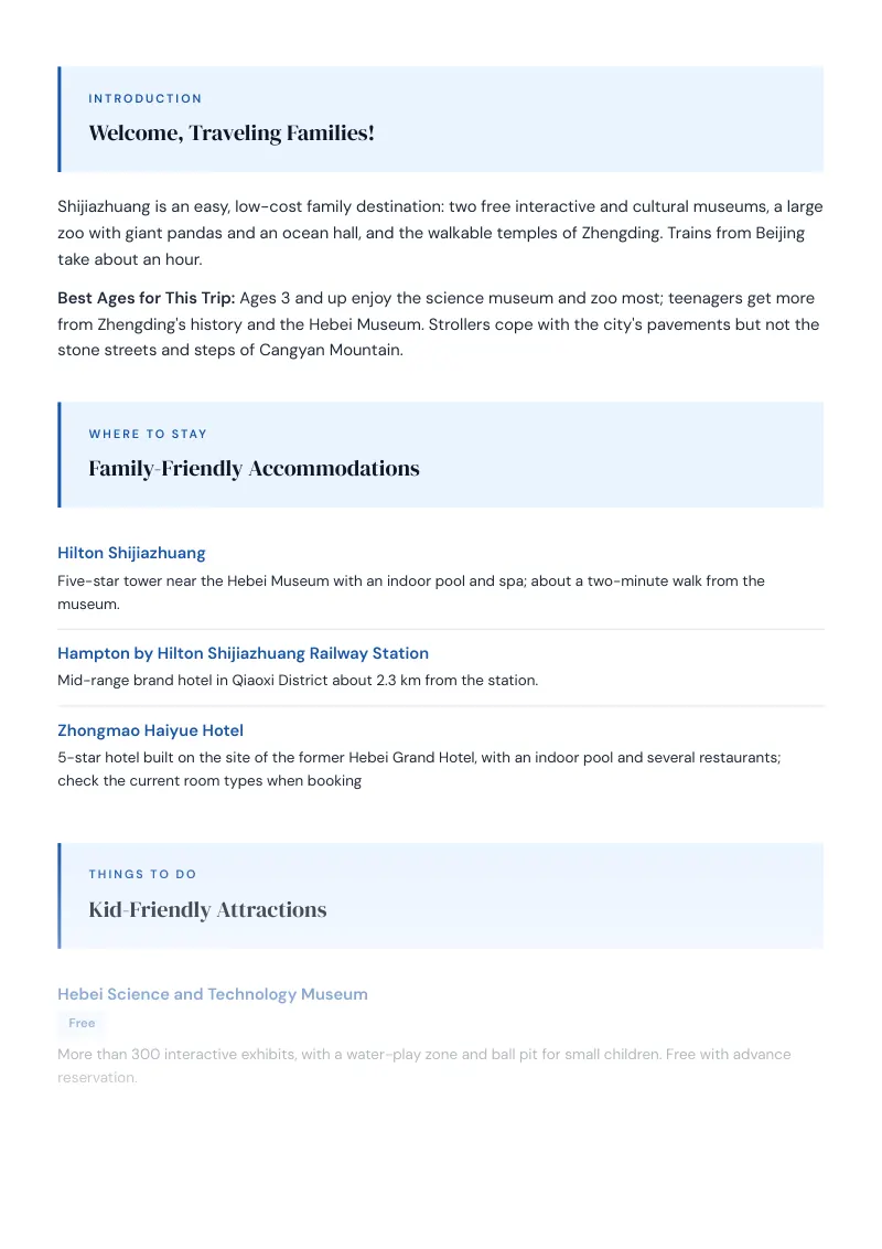 Shijiazhuang Complete Travel Bundle: Family guide · Kid-Friendly Attractions