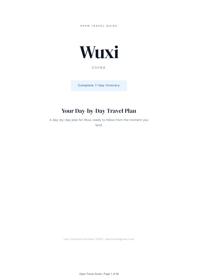 Wuxi 7-Day Itinerary: Cover