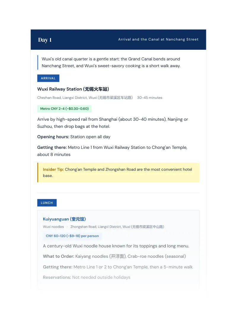 Wuxi Complete Travel Bundle: 7-day itinerary · Day 1