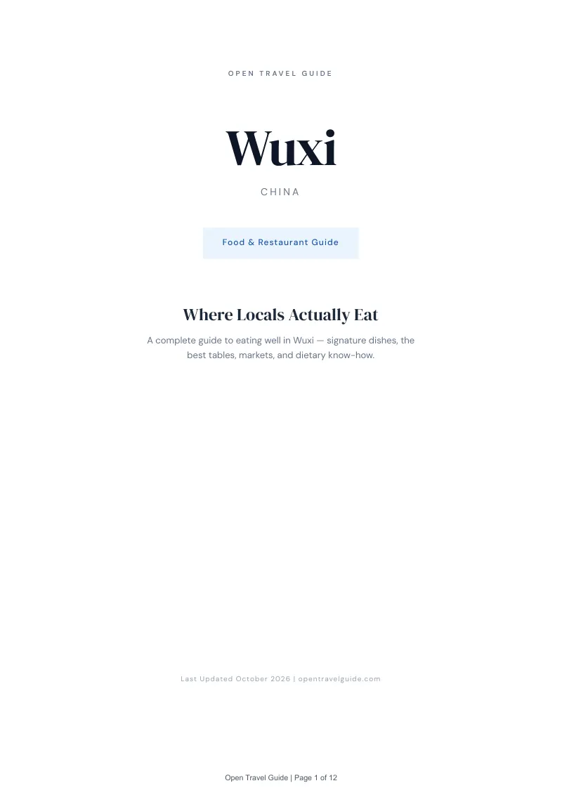Wuxi Food & Restaurant Guide: Cover