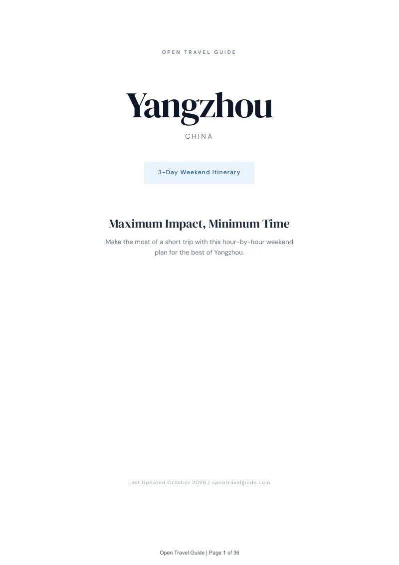 Yangzhou 3-Day Weekend Itinerary: Cover