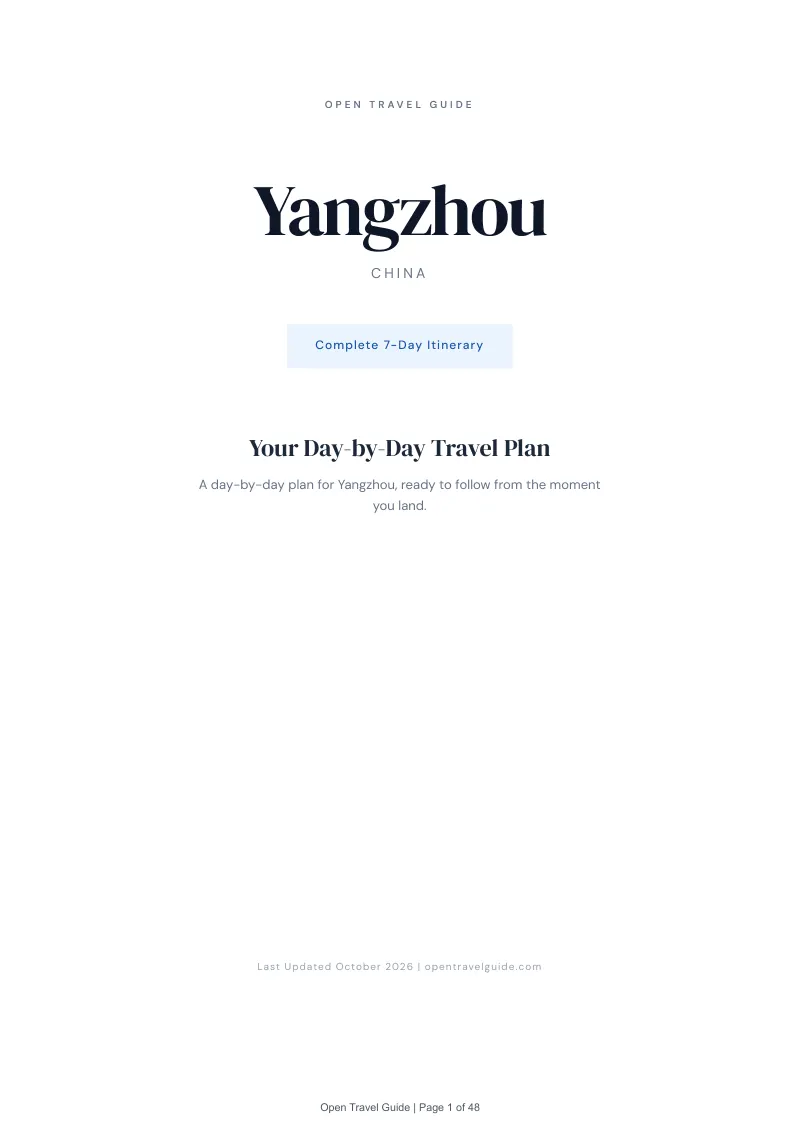 Yangzhou 7-Day Itinerary: Cover