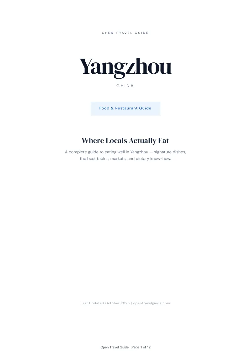 Yangzhou Food & Restaurant Guide: Cover