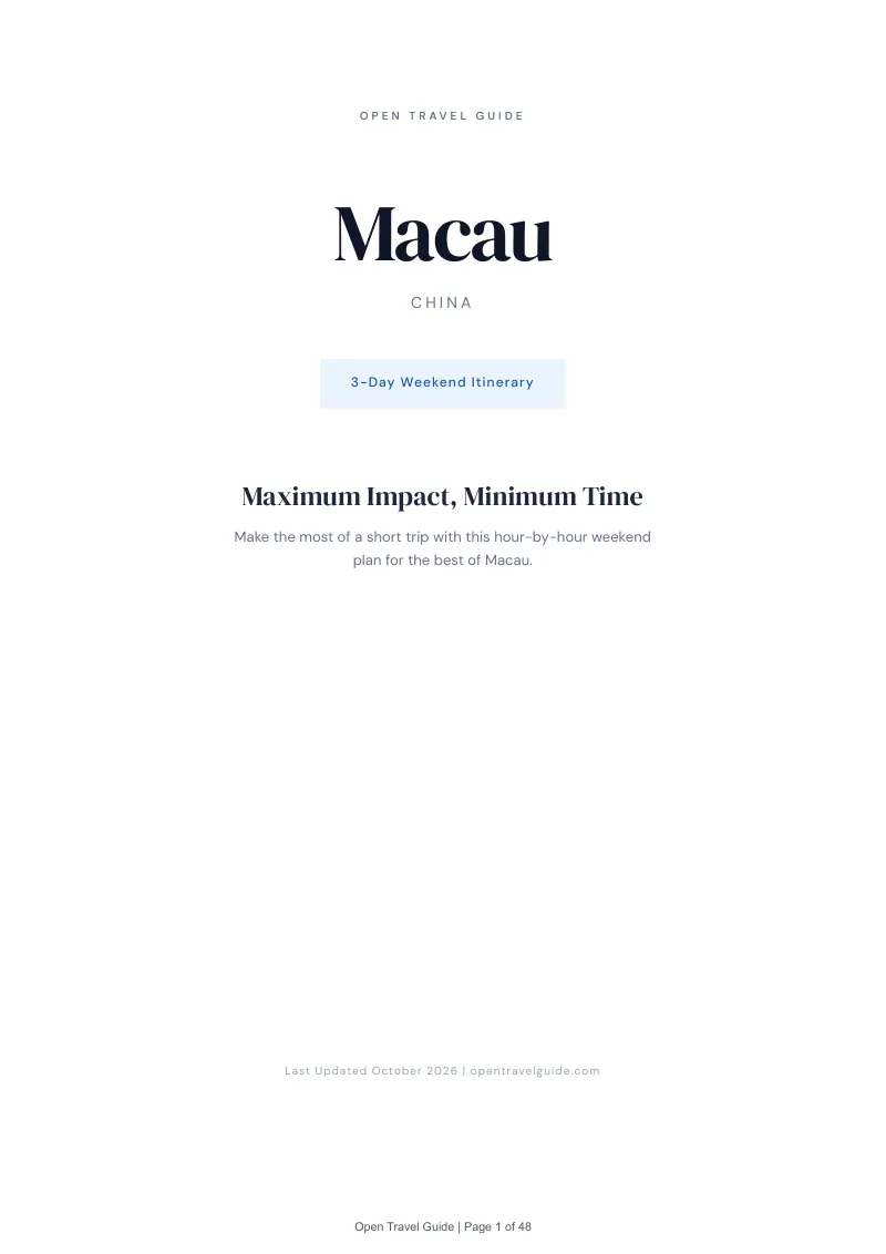 Macau 3-Day Weekend Itinerary: Cover