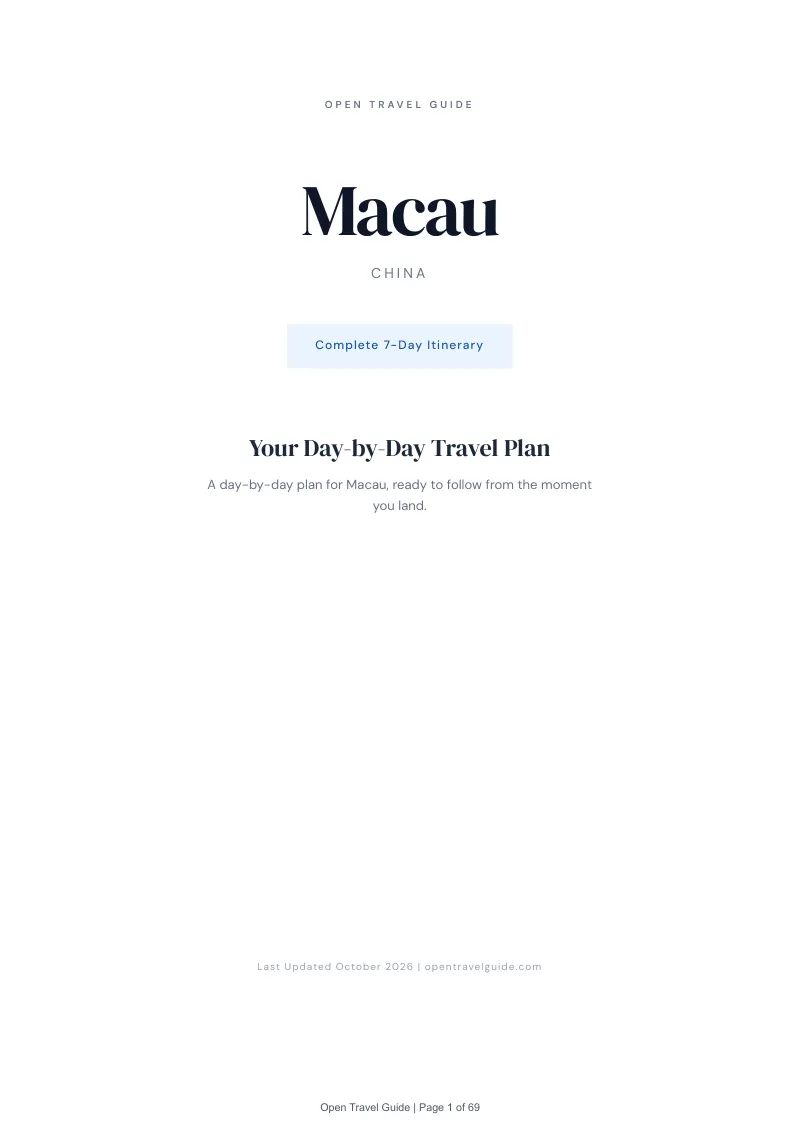Macau 7-Day Itinerary: Cover