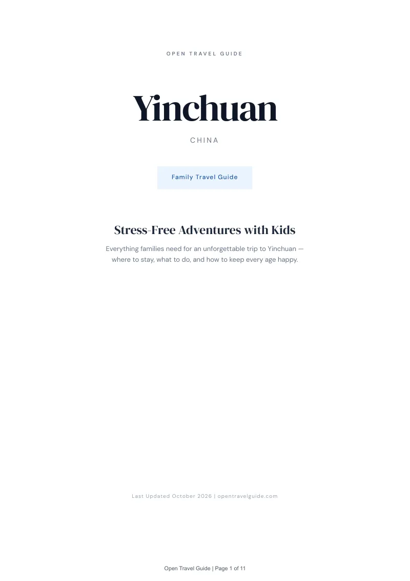 Yinchuan Family Travel Guide: Cover