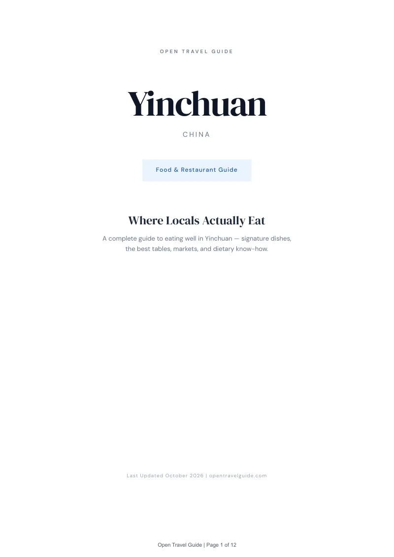 Yinchuan Food & Restaurant Guide: Cover