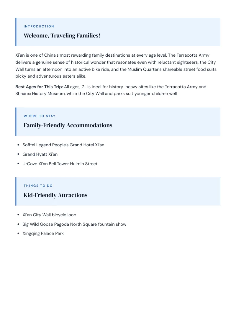 Xi An Complete Travel Bundle: Family guide · Kid-Friendly Attractions