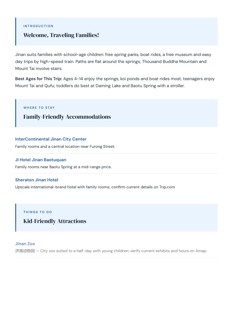 Jinan Complete Travel Bundle: Family guide · Kid-Friendly Attractions
