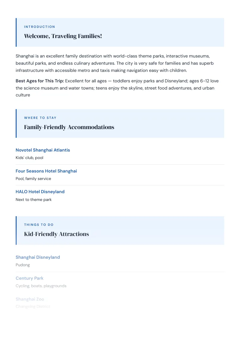 Shanghai Complete Travel Bundle: Family guide · Kid-Friendly Attractions