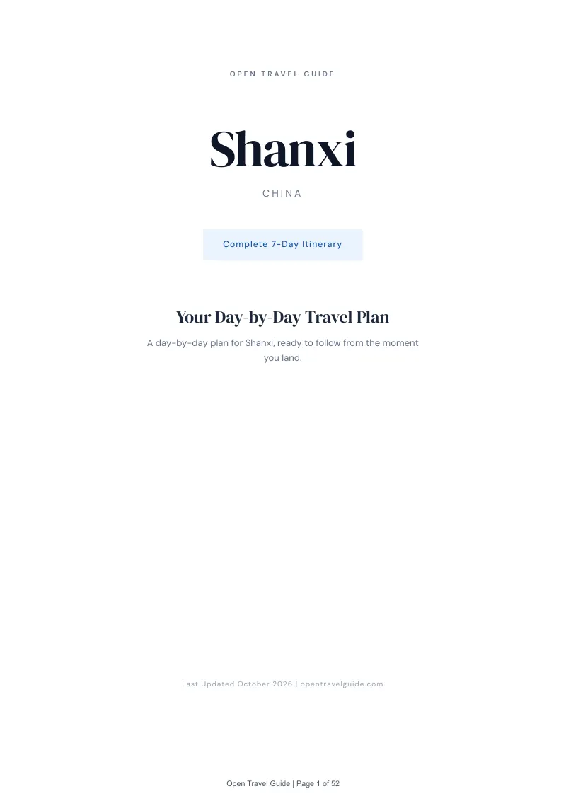 Shanxi 7-Day Itinerary: Cover