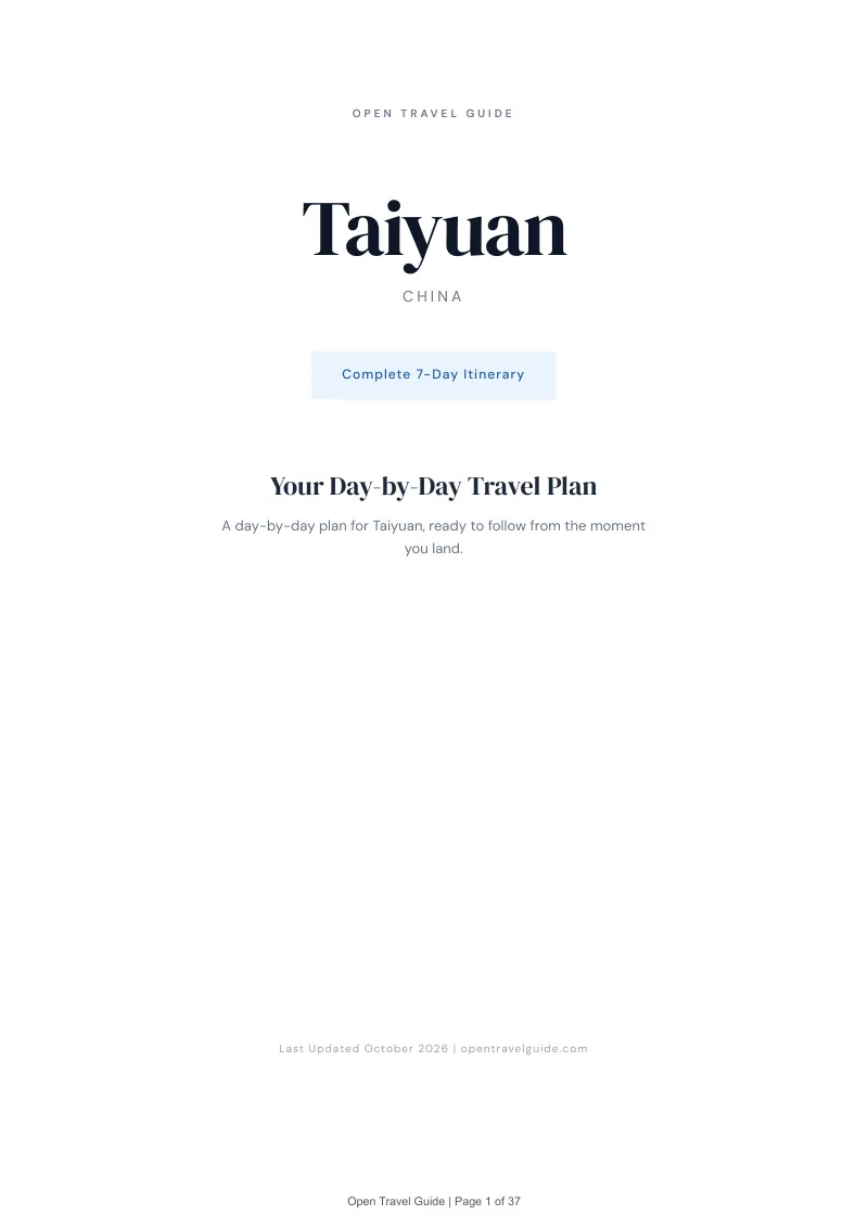 Taiyuan 7-Day Itinerary: Cover