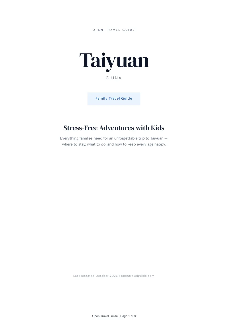 Taiyuan Family Travel Guide: Cover