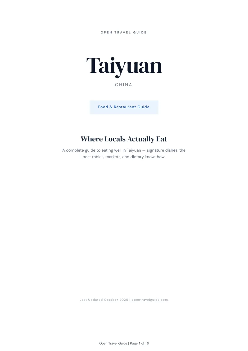 Taiyuan Food & Restaurant Guide: Cover