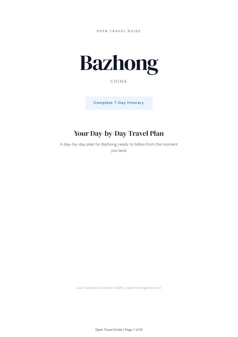 Bazhong 7-Day Itinerary: Cover