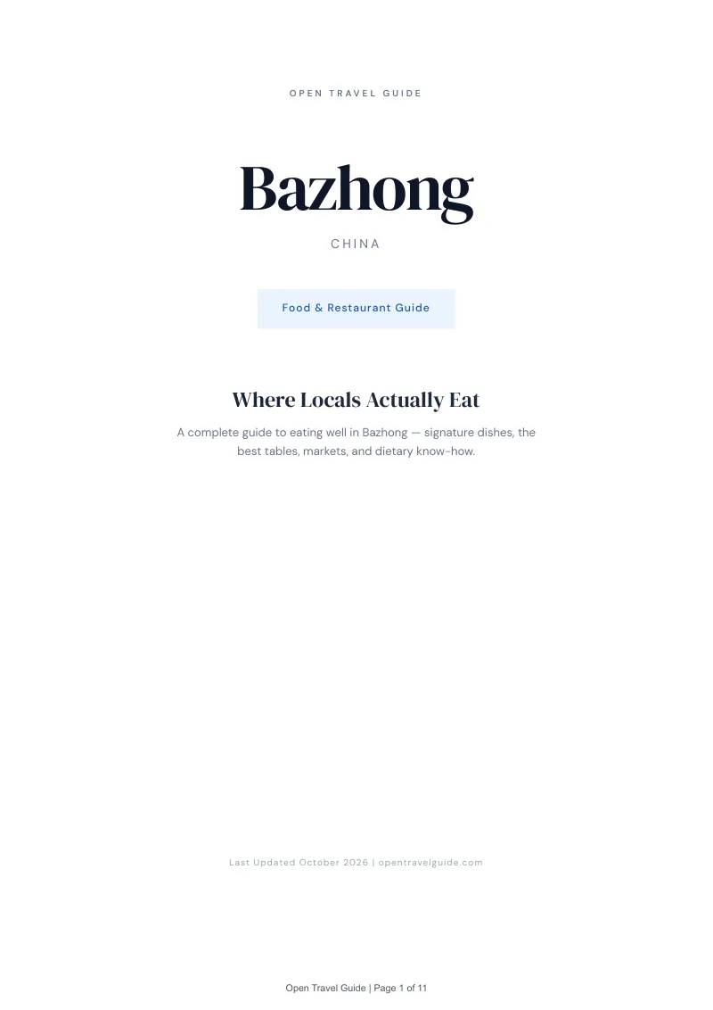 Bazhong Food & Restaurant Guide: Cover