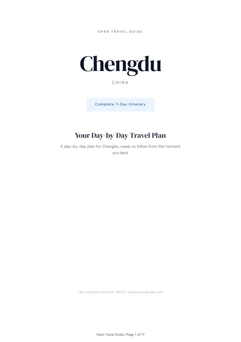 Chengdu 7-Day Itinerary: Cover