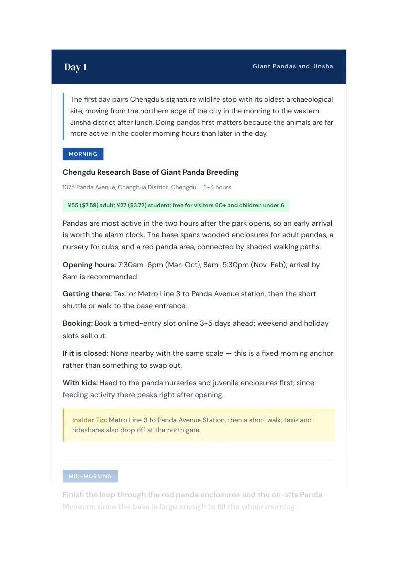 Chengdu Complete Travel Bundle: 7-day itinerary · Day 1
