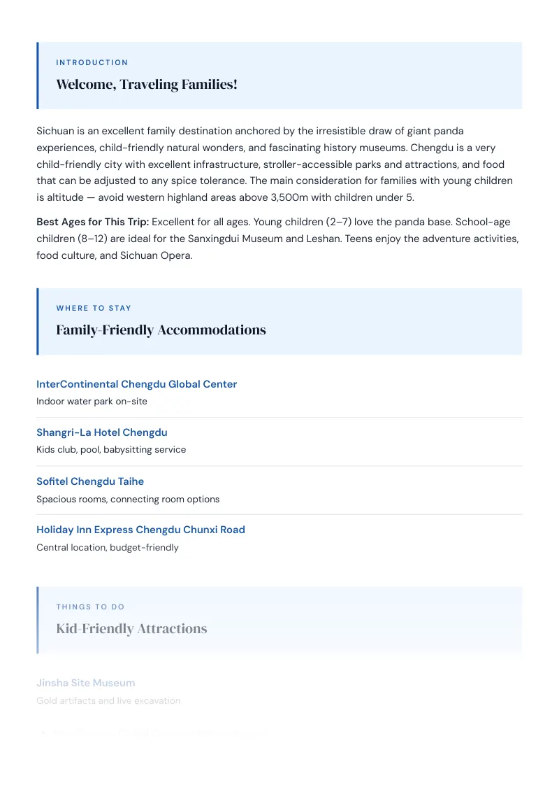 Sichuan Complete Travel Bundle: Family guide · Kid-Friendly Attractions