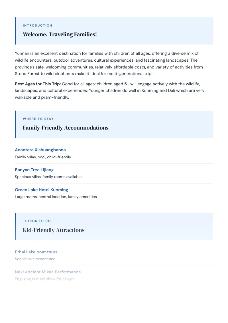 Yunnan Complete Travel Bundle: Family guide · Kid-Friendly Attractions