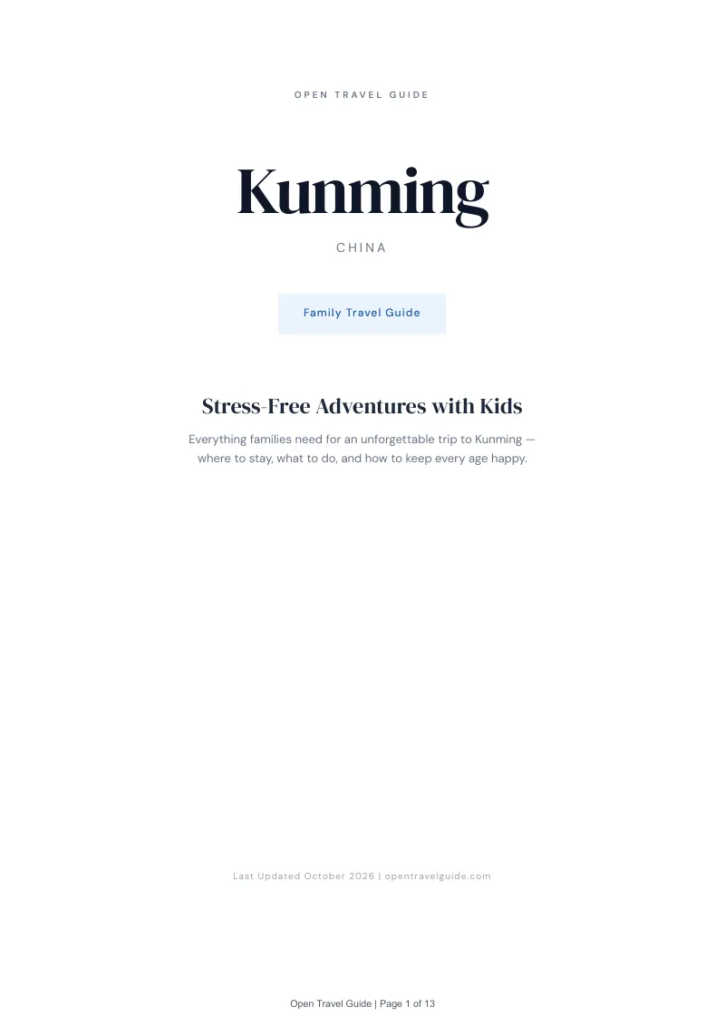 Kunming Family Travel Guide: Cover