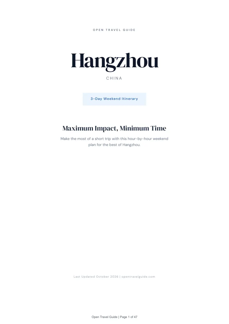 Hangzhou 3-Day Weekend Itinerary: Cover